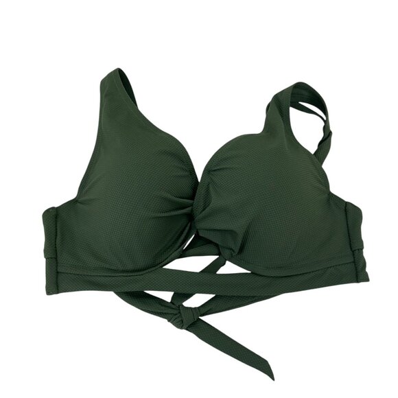 Shade & Shore Womens Green Bikini Top Push-Up Swimwear Size 34DD Back Strappy - Picture 7 of 14